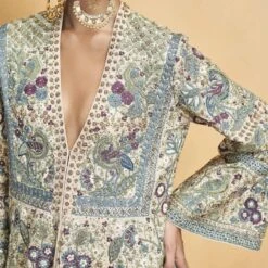 Flora And Fauna Kurta Set - Gold -Abhinaya shop F23R602 Gold 8