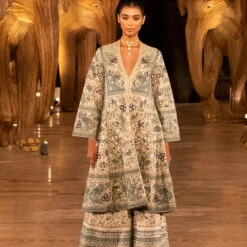 Flora And Fauna Kurta Set - Gold