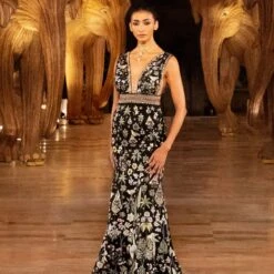 Magic Of The Evergreen Forest Pichhwai Gown - Black -Abhinaya shop F23R624 R Black 1