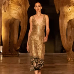 Heart Of The Forest Cocktail Dress - Gold