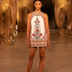 Flowers Of The Forest Dress - Cream -Abhinaya shop F23R647 R Cream 1