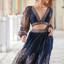 Aizah Skirt Set - Blue -Abhinaya shop F23RS155 Blue 6