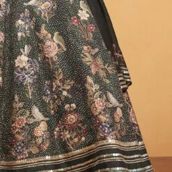 Whisper Of The Wildforest Lehenga Set - Green -Abhinaya shop F23RS158A Black 5