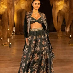 Whisper Of The Wildforest Lehenga Set - Green