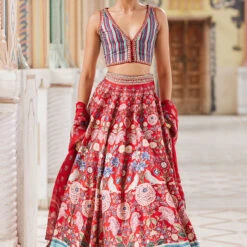 Ghazal Lehenga - Red