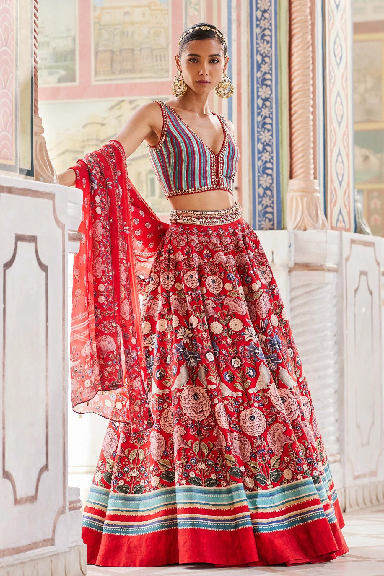 Ghazal Lehenga - Red 3 Ghazal Lehenga - Red - Image 3