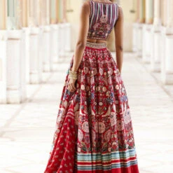 Ghazal Lehenga - Red 13 Ghazal Lehenga - Red -Abhinaya shop F23RS164 Red 3