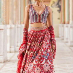 Ghazal Lehenga - Red 14 Ghazal Lehenga - Red -Abhinaya shop F23RS164 Red 4