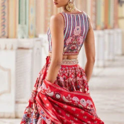 Ghazal Lehenga - Red 15 Ghazal Lehenga - Red -Abhinaya shop F23RS164 Red 5