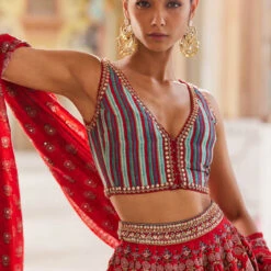 Ghazal Lehenga - Red 18 Ghazal Lehenga - Red -Abhinaya shop F23RS164 Red 8