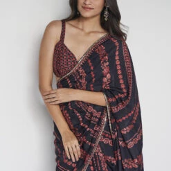 Roseline Saree - Black 12 Roseline Saree - Black -Abhinaya shop F23RS175 Black 5