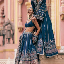 Zyva Jacket Set - Blue -Abhinaya shop F23RS178A Blue 3