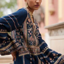 Zyva Jacket Set - Blue -Abhinaya shop F23RS178A Blue 7