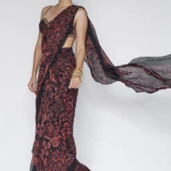 Rohesia Saree - Black -Abhinaya shop F23RS179 Black 4