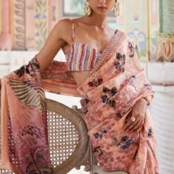 Itr Saree - Peach -Abhinaya shop F23RS181 Peach 4
