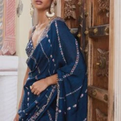 Nuris Saree - Blue -Abhinaya shop F23RS534A Blue 05