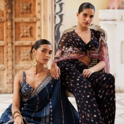 Nuris Saree - Blue -Abhinaya shop F23RS534A Blue 08