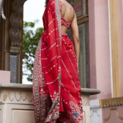 Nuris Saree - Red -Abhinaya shop F23RS534A Red 3