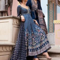 Naima Anarkali Set - Blue -Abhinaya shop F23RS547 Blue 4
