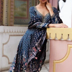 Naima Anarkali Set - Blue -Abhinaya shop F23RS547 Blue 6