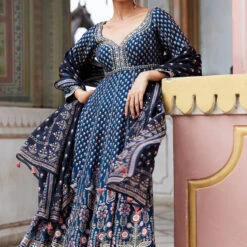 Naima Anarkali Set - Blue -Abhinaya shop F23RS547 Blue 7