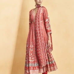 Naima Anarkali Set - Red -Abhinaya shop F23RS547 Red 3