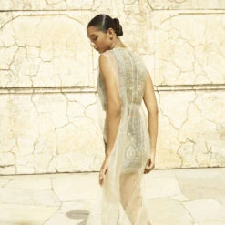 Gleam Of The Forest Cape - Beige -Abhinaya shop F23RS558CP BEIG 4