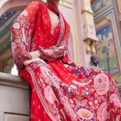 Mehroz Suit Set - Red -Abhinaya shop F23RS560 Red 4