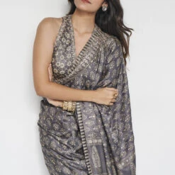 Ranjeeta Saree - Grey -Abhinaya shop F23S44 Grey 5