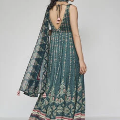 Demilune Anarkali Set - Green -Abhinaya shop F23SP1 Green 3