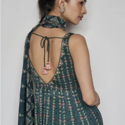 Demilune Anarkali Set - Green -Abhinaya shop F23SP1 Green 5