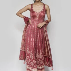 Demilune Anarkali Set - Wine
