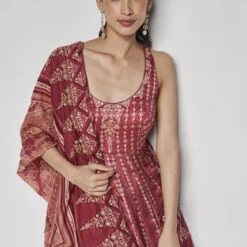 Demilune Anarkali Set - Wine -Abhinaya shop F23SP1 Wine 4