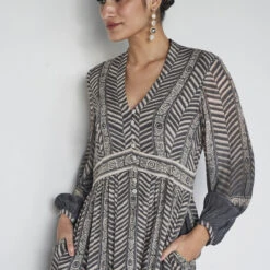 Johanna Dress - Grey -Abhinaya shop F23SP22A Grey 5