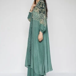 Ava Kurta Set - Green -Abhinaya shop F23SP77 Sage 3