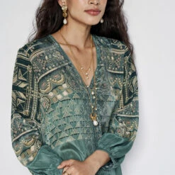 Ava Kurta Set - Green -Abhinaya shop F23SP77 Sage 5