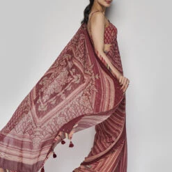 Arvika Saree - Wine -Abhinaya shop F23SP88 Wine 4