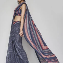 Bluesette Saree Set - Blue -Abhinaya shop F23SP90 Blue 3