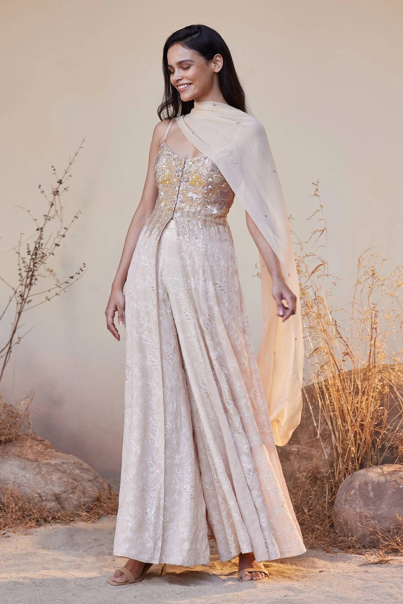 Sahara Tunic Cut Suit Set - Flesh 2 Sahara Tunic Cut Suit Set - Flesh - Image 2