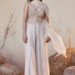 Sahara Tunic Cut Suit Set - Flesh 8 Sahara Tunic Cut Suit Set - Flesh -Abhinaya shop S23R139 Flesh 2