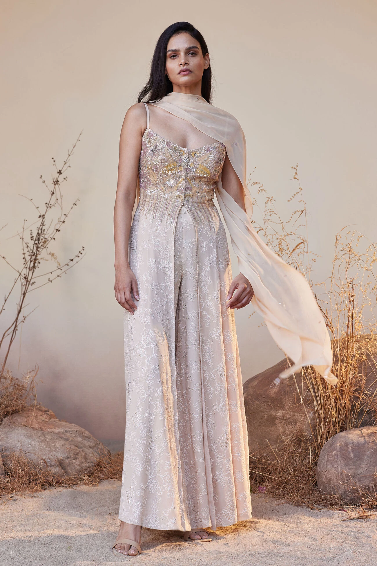 Sahara Tunic Cut Suit Set - Flesh 3 Sahara Tunic Cut Suit Set - Flesh - Image 3