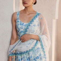 Periwinkle Suit Set - White -Abhinaya shop S23R233 Blue 4