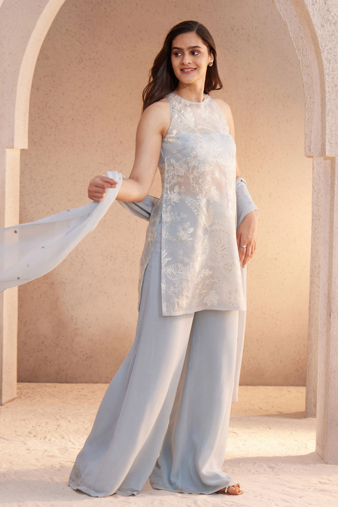 Asma Suit Set - Powder Blue 2 Asma Suit Set - Powder Blue - Image 2