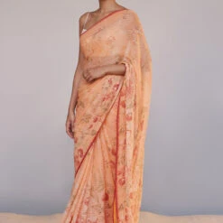 Calfuray Saree Set - Peach