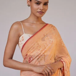 Calfuray Saree Set - Peach 10 Calfuray Saree Set - Peach -Abhinaya shop S23RS112A Peach 4