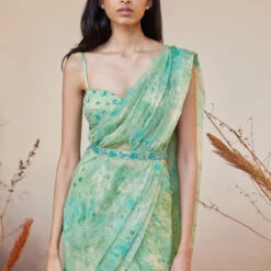 Aneeza Saree - Sage -Abhinaya shop S23RS162 Sage 4