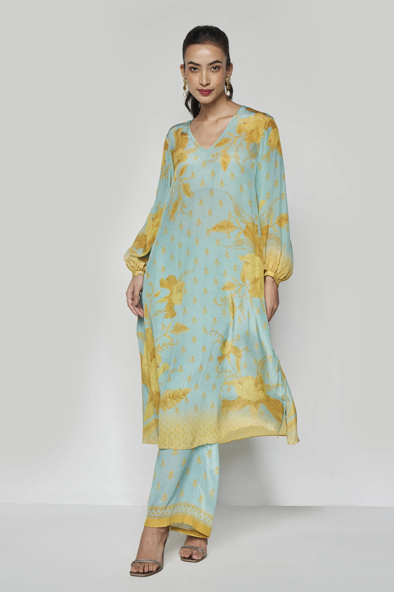 Sama Kurta Set - Aqua 2 Sama Kurta Set - Aqua - Image 2