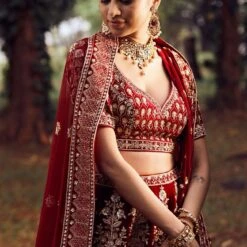 Ikshana Lehenga 5 Ikshana Lehenga -Abhinaya shop ad fw20ab006lcd red 3