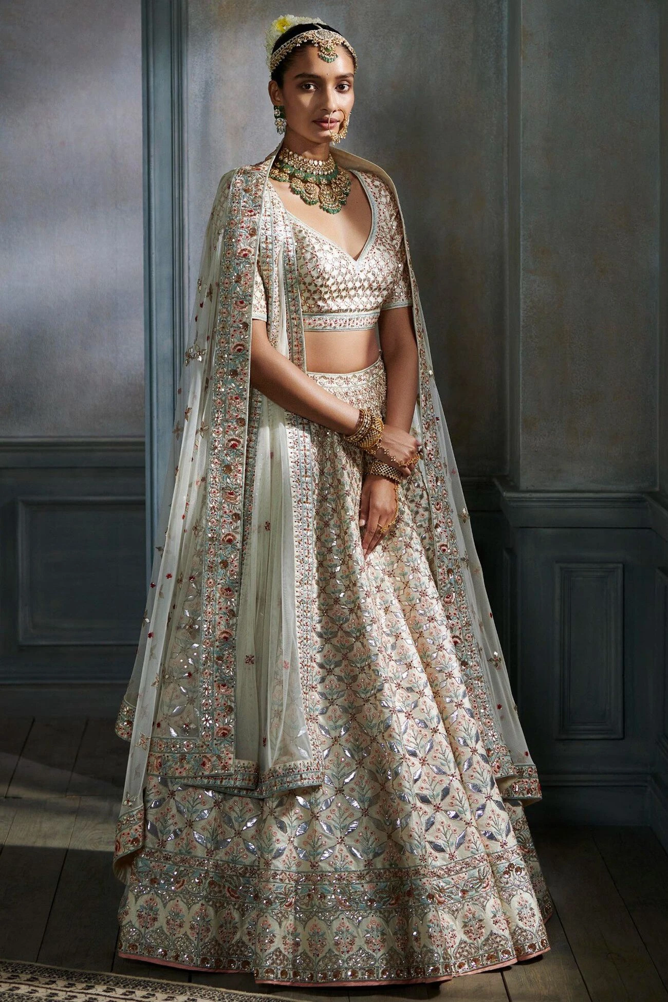 Srinithi Lehenga Set – Ivory 2 Srinithi Lehenga Set – Ivory - Image 2