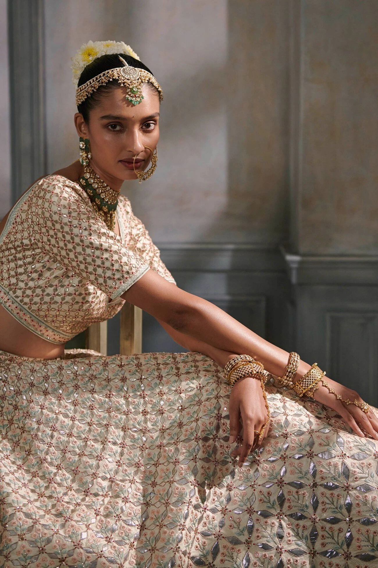 Srinithi Lehenga Set – Ivory 5 Srinithi Lehenga Set – Ivory - Image 5